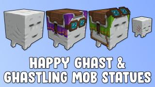 Happy Ghast & Ghastling Mob Statues